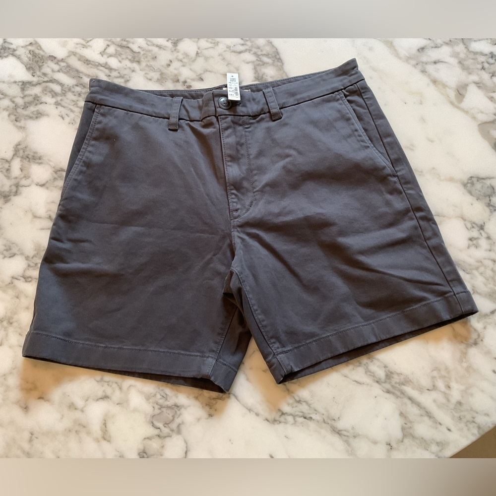 NWT Madewell Charcoal Grey Flat Front Chino Shorts Sz 32 - small flaw by belt - Picture 3 of 8